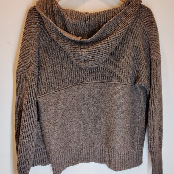 Max Studio Open Front Cardigan Hooded Sweater Brown Small - Picture 4 of 5